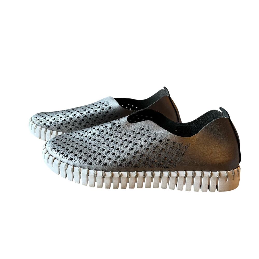 Ilse Jacobsen Tulipu 3576 Sneakers Slip On Size 36 6.5 Gunmetal Leather Comfort